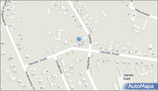 Sieradz, Olendry Duże, 13, mapa Sieradz