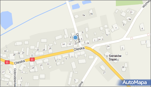Sieraków Śląski, Oleska, 10, mapa Sieraków Śląski