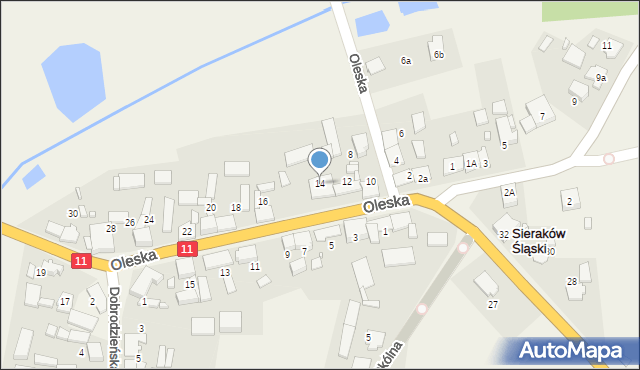 Sieraków Śląski, Oleska, 14, mapa Sieraków Śląski