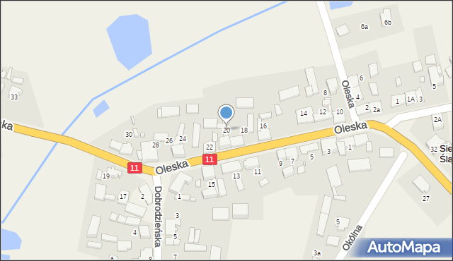 Sieraków Śląski, Oleska, 20, mapa Sieraków Śląski