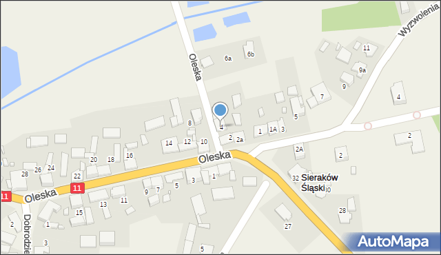 Sieraków Śląski, Oleska, 4, mapa Sieraków Śląski