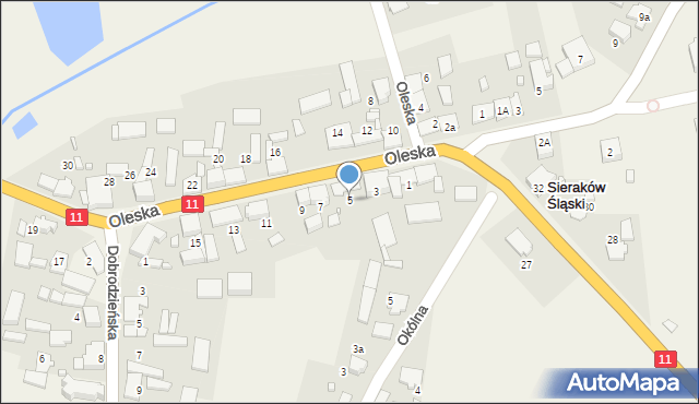 Sieraków Śląski, Oleska, 5, mapa Sieraków Śląski