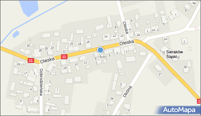 Sieraków Śląski, Oleska, 7, mapa Sieraków Śląski