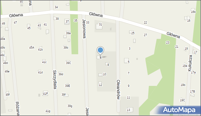 Sikory, Oleandrów, 6, mapa Sikory