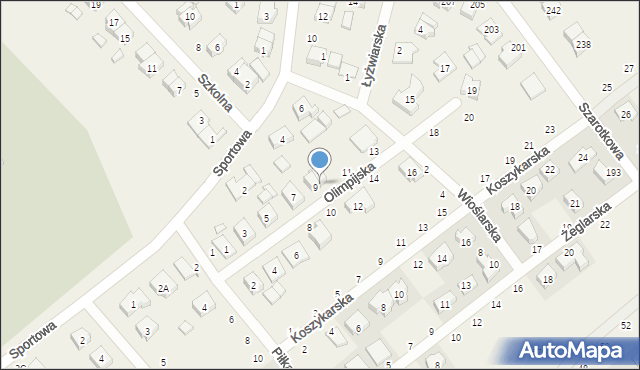 Skórzewo, Olimpijska, 9a, mapa Skórzewo
