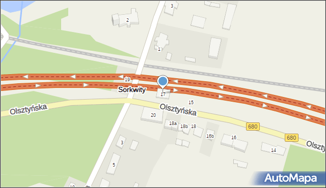 Sorkwity, Olsztyńska, 17, mapa Sorkwity