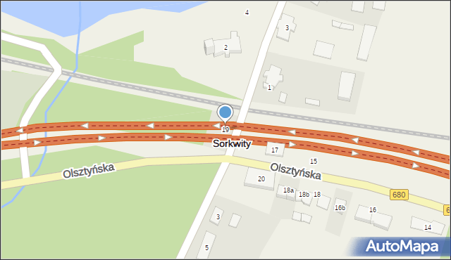 Sorkwity, Olsztyńska, 19, mapa Sorkwity