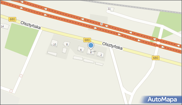 Sorkwity, Olsztyńska, 4, mapa Sorkwity