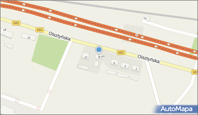 Sorkwity, Olsztyńska, 8, mapa Sorkwity