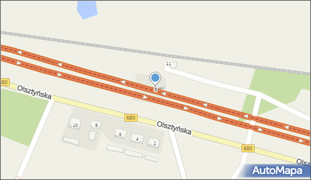 Sorkwity, Olsztyńska, 9, mapa Sorkwity