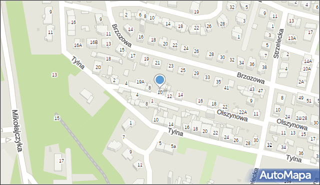 Sosnowiec, Olszynowa, 10, mapa Sosnowca