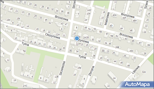 Sosnowiec, Olszynowa, 11, mapa Sosnowca