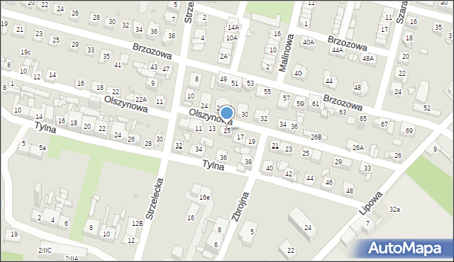 Sosnowiec, Olszynowa, 15, mapa Sosnowca