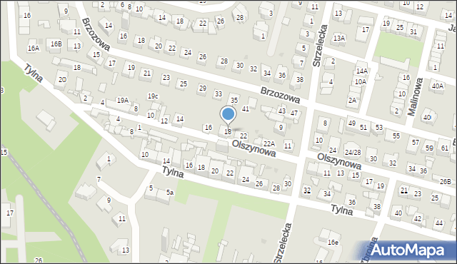 Sosnowiec, Olszynowa, 18, mapa Sosnowca