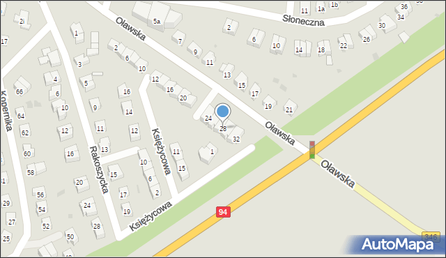 Środa Śląska, Oławska, 28, mapa Środa Śląska