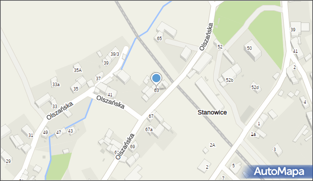 Stanowice, Olszańska, 63, mapa Stanowice