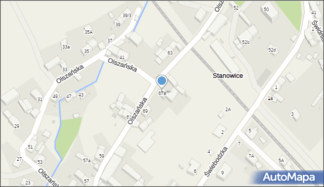 Stanowice, Olszańska, 67a, mapa Stanowice