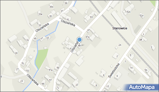 Stanowice, Olszańska, 69, mapa Stanowice