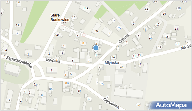 Stare Budkowice, Oleska, 1, mapa Stare Budkowice