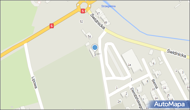 Strzegom, Olszowa, 2, mapa Strzegom