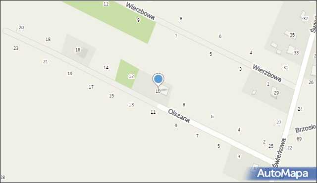 Suszno, Olszana, 10, mapa Suszno