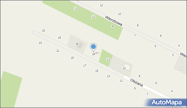 Suszno, Olszana, 14, mapa Suszno