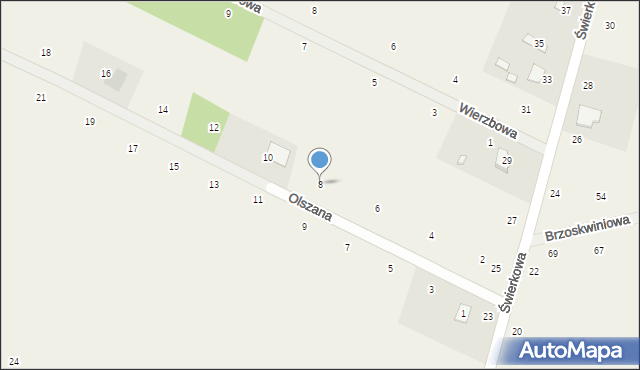 Suszno, Olszana, 8, mapa Suszno