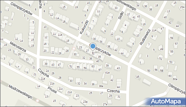 Świdnik, Olimpijczyków, 31, mapa Świdnika