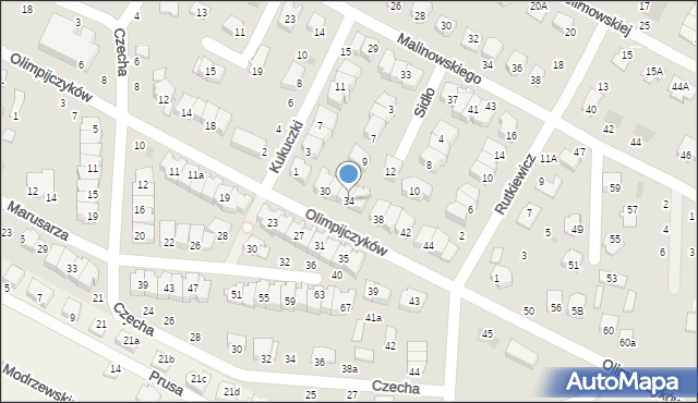 Świdnik, Olimpijczyków, 34, mapa Świdnika
