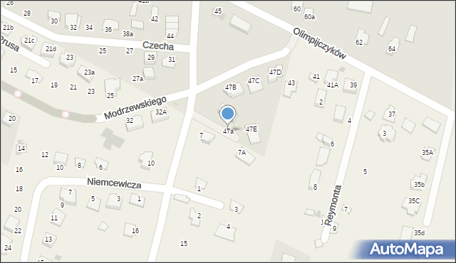 Świdnik, Olimpijczyków, 47a, mapa Świdnika