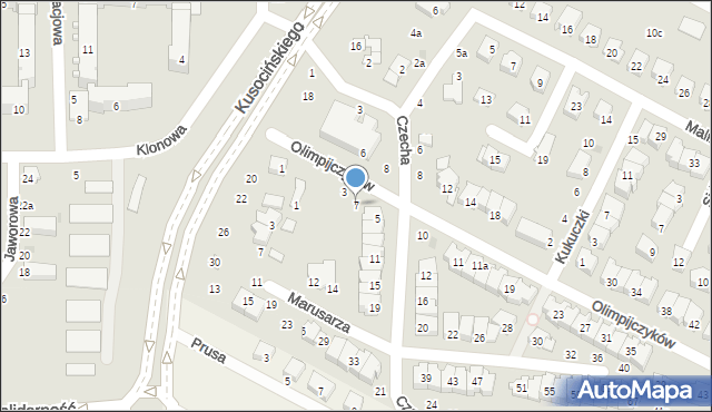 Świdnik, Olimpijczyków, 7, mapa Świdnika