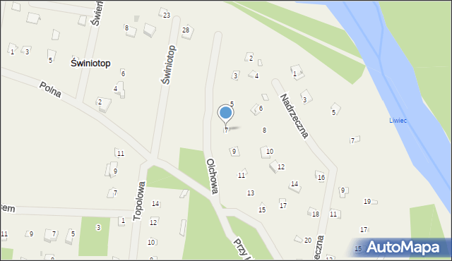 Świniotop, Olchowa, 7, mapa Świniotop