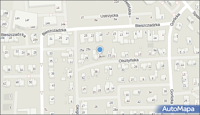 Szczecin, Olsztyńska, 25, mapa Szczecina