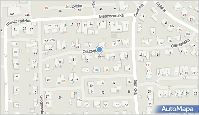 Szczecin, Olsztyńska, 26, mapa Szczecina