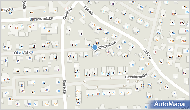 Szczecin, Olsztyńska, 8, mapa Szczecina