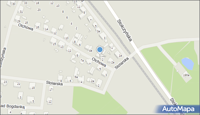 Szczecin, Olchowa, 4, mapa Szczecina