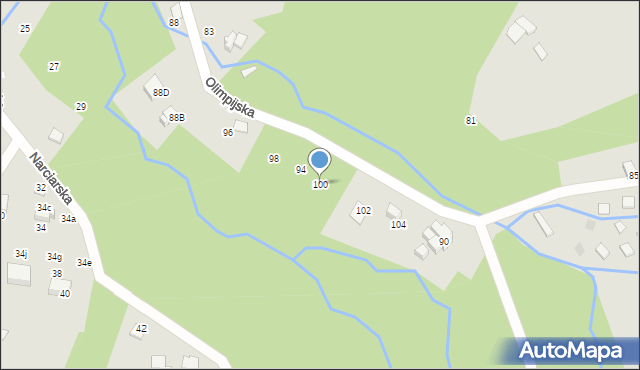 Szczyrk, Olimpijska, 100, mapa Szczyrk