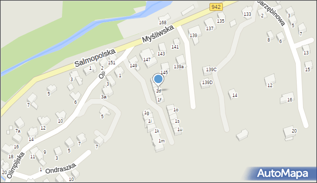 Szczyrk, Olimpijska, 1d, mapa Szczyrk