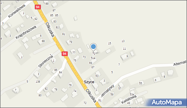 Szyce, Olkuska, 71, mapa Szyce