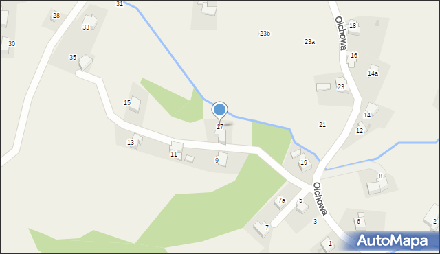 Targanice, Olchowa, 17, mapa Targanice