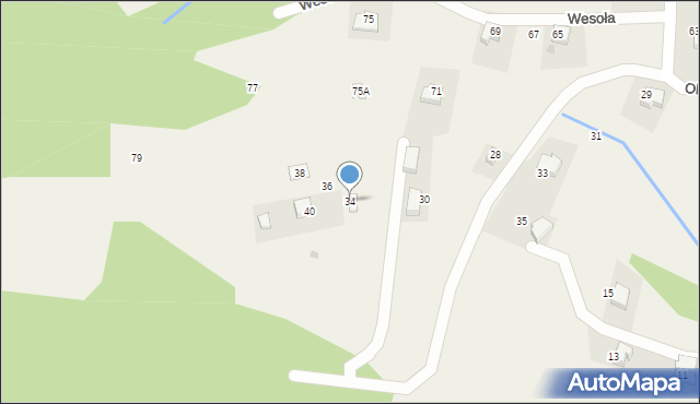 Targanice, Olchowa, 34, mapa Targanice