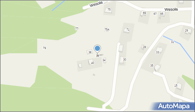 Targanice, Olchowa, 36, mapa Targanice