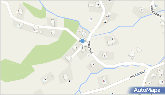 Targanice, Olchowa, 5, mapa Targanice