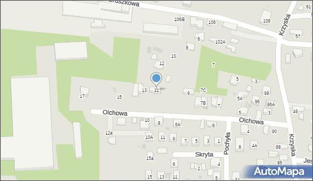 Tarnów, Olchowa, 11, mapa Tarnów