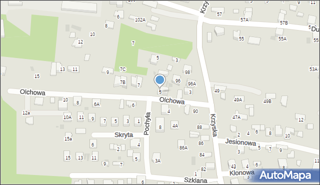 Tarnów, Olchowa, 5, mapa Tarnów