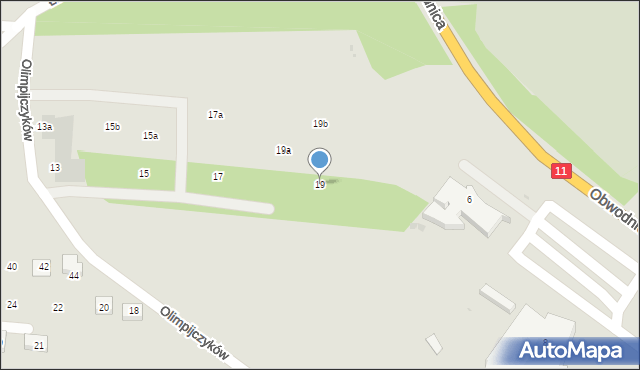 Tarnowskie Góry, Olimpijczyków, 19, mapa Tarnowskie Góry