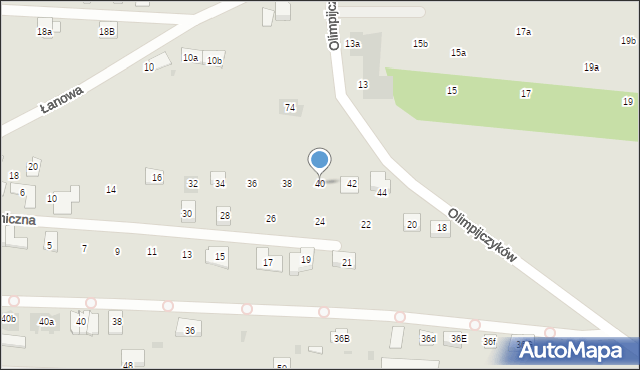 Tarnowskie Góry, Olimpijczyków, 40, mapa Tarnowskie Góry