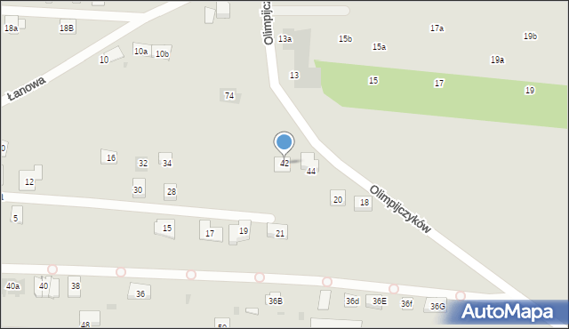 Tarnowskie Góry, Olimpijczyków, 42, mapa Tarnowskie Góry