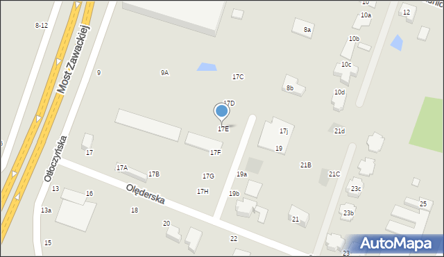 Toruń, Olęderska, 17E, mapa Torunia