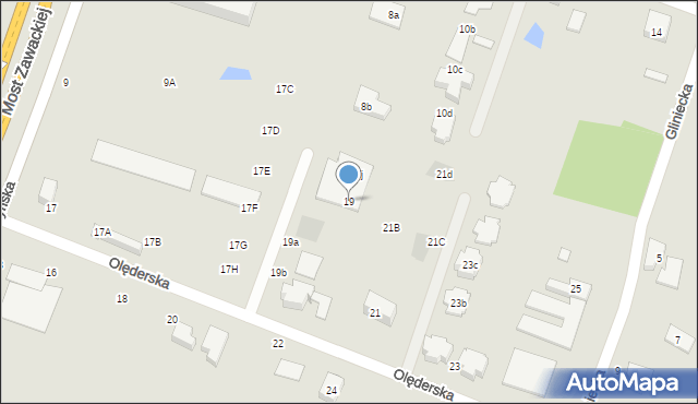 Toruń, Olęderska, 19, mapa Torunia